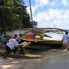 Launching a Carolinian Canoe